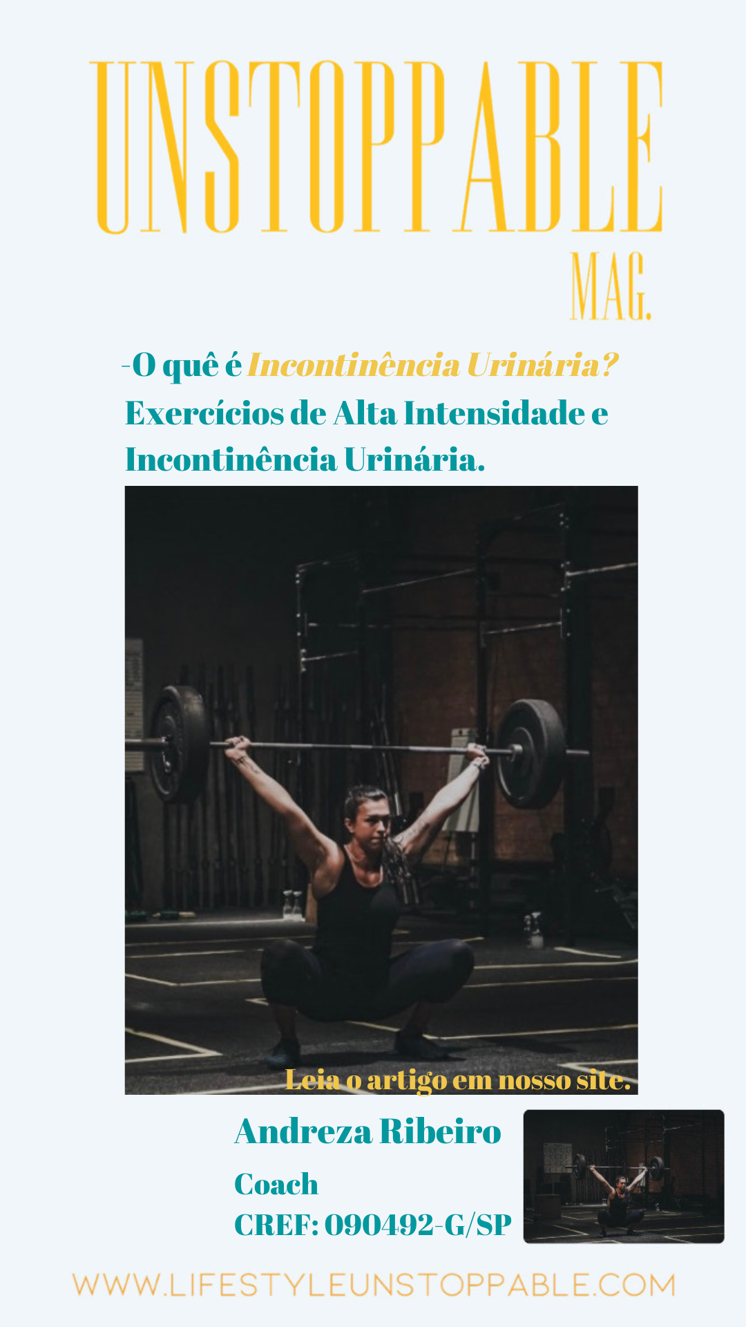 "O quê é Incontinência Urinária? Exercícios de Alta Intensidade e (IU)." - Andreza Ribeiro Coach.